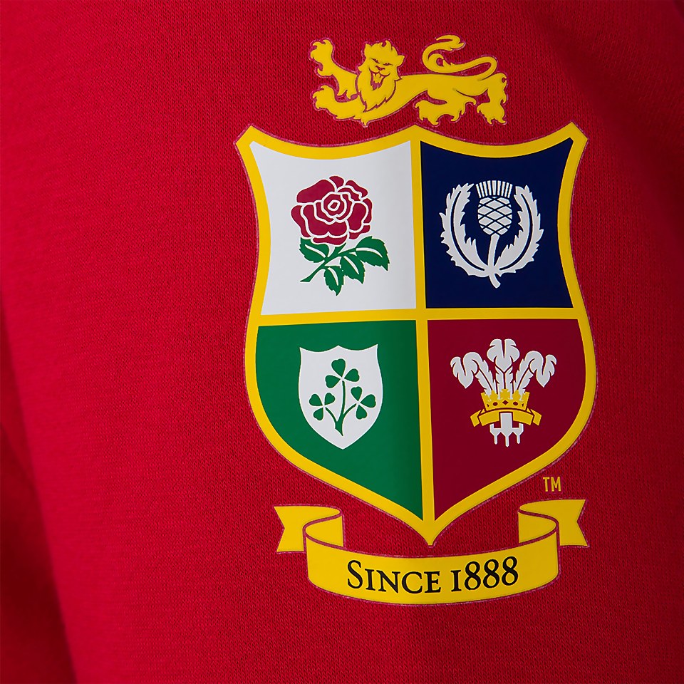 MENS BRITISH & IRISH LIONS LOGO HOODY RED