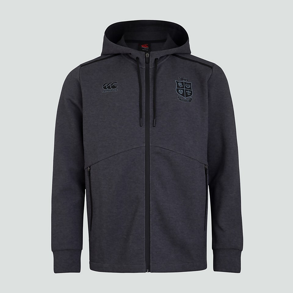 MENS BRITISH & IRISH LIONS FULL ZIP TECH HOODY GREY