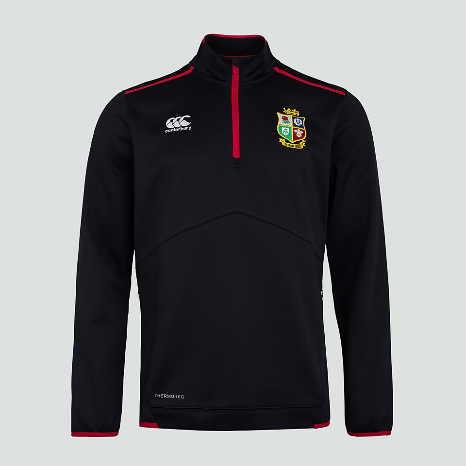 MENS BRITISH IRISH LIONS THERMOREG 1 4 ZIP FLEECE BLACK Canterbury