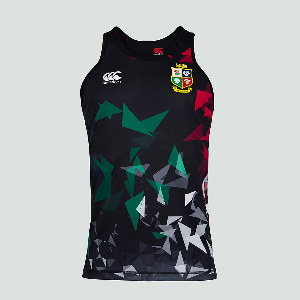 MENS BRITISH & IRISH LIONS POLY SINGLET BLACK