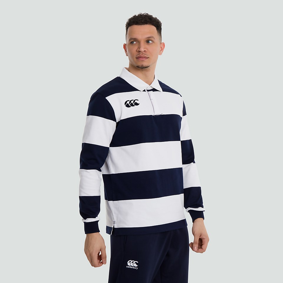 MENS LONG SLEEVED RETRO HOOPED JERSEY WHITE