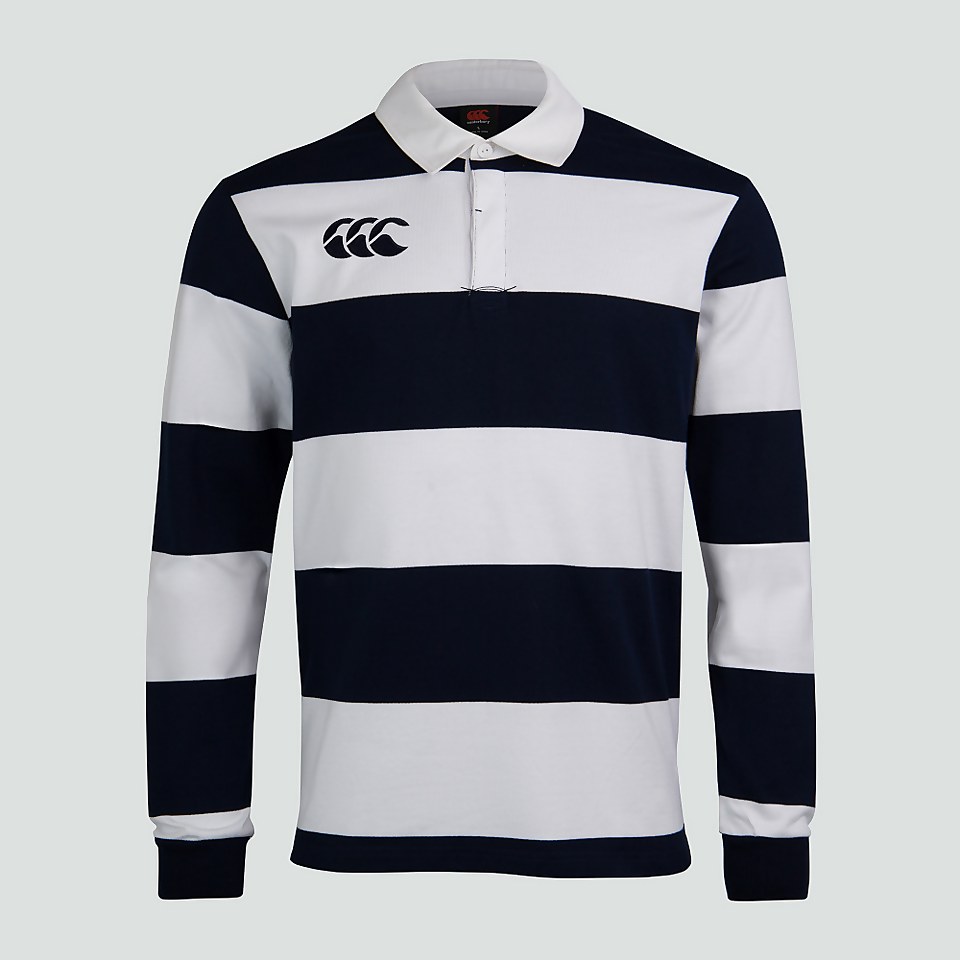 MENS LONG SLEEVED RETRO HOOPED JERSEY WHITE