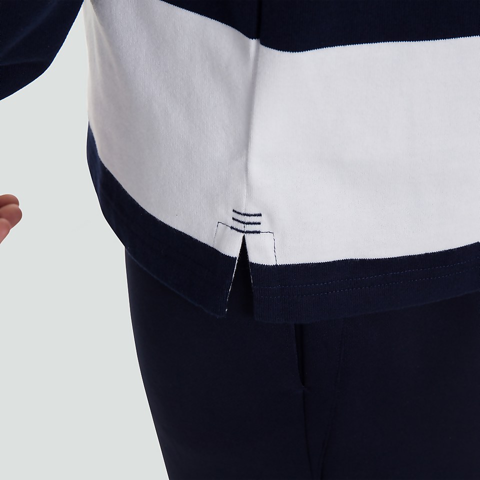 MENS LONG SLEEVED RETRO HOOPED JERSEY WHITE