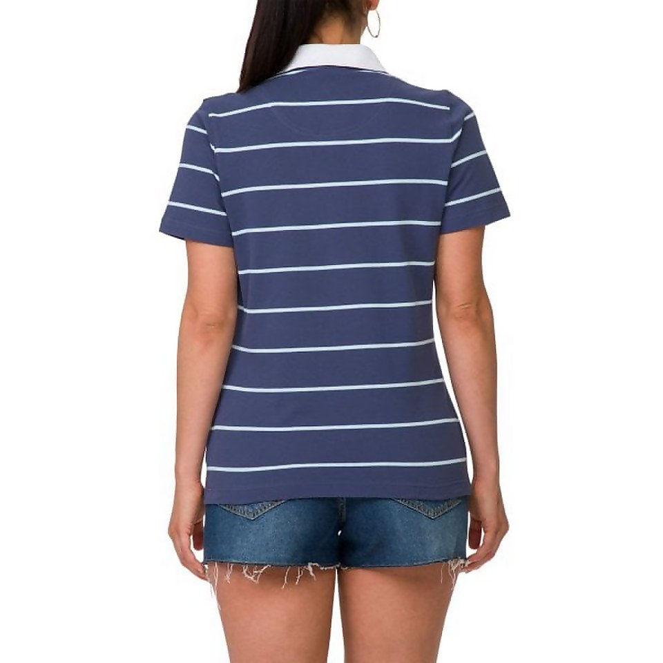 WOMENS PINSTRIPE POLO BLUE