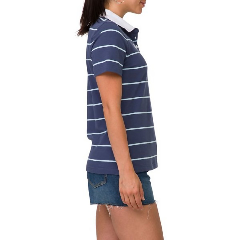 WOMENS PINSTRIPE POLO BLUE