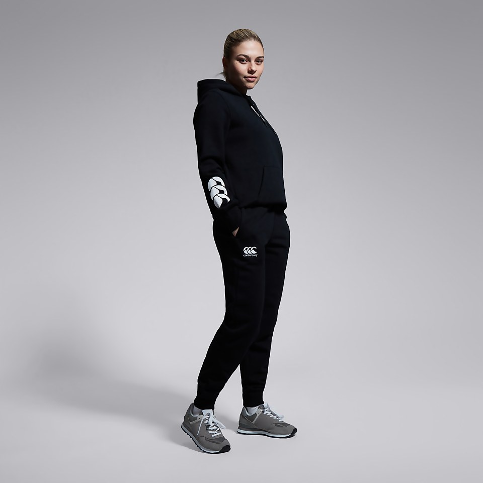WOMENS TAPERED CUFFED FLEECE PANTS BLACK