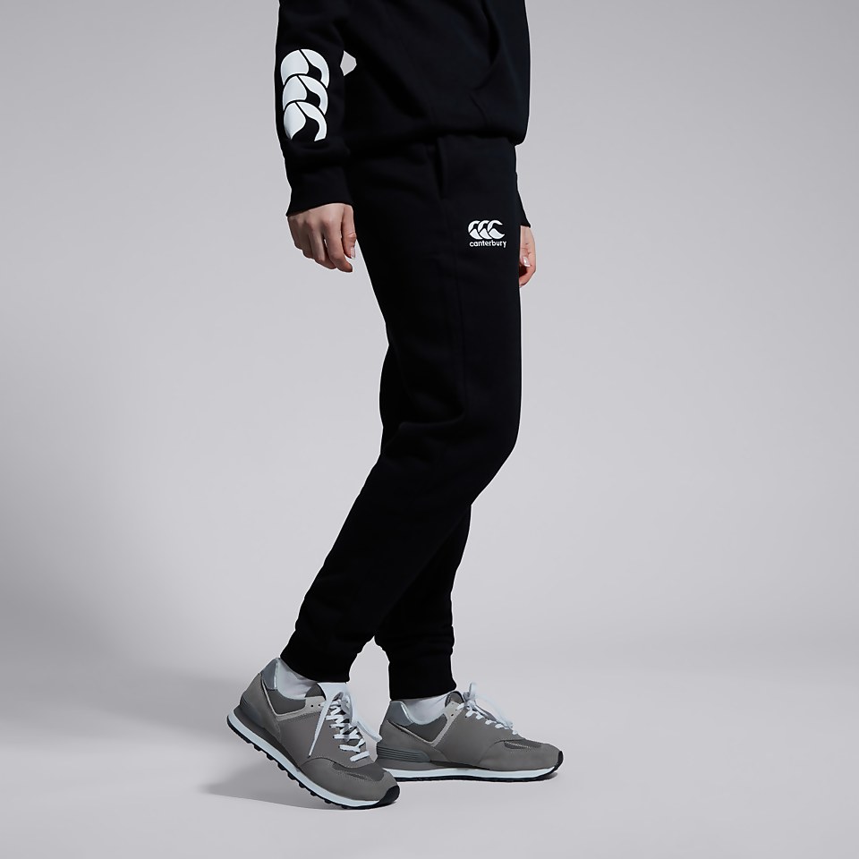 WOMENS TAPERED CUFFED FLEECE PANTS BLACK