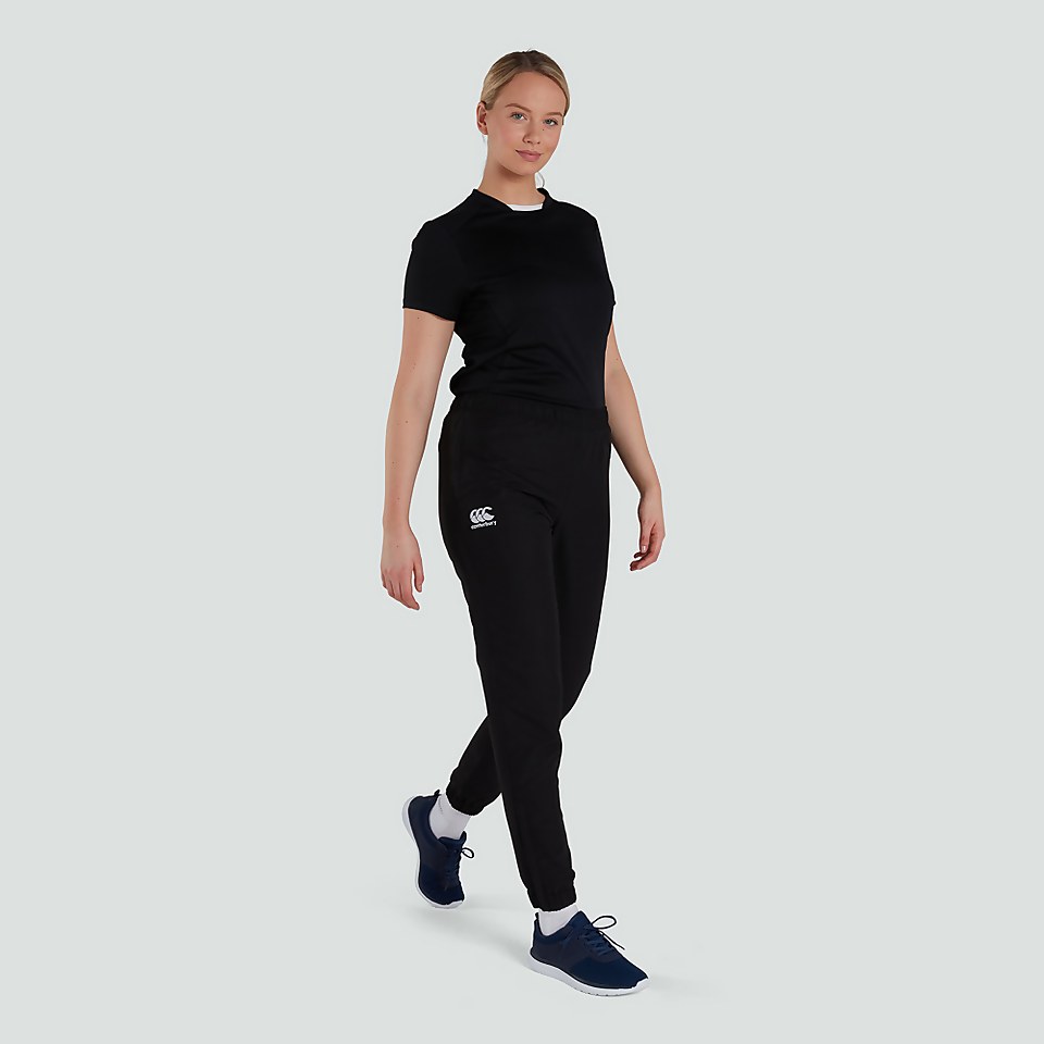 WOMENS CLUB PLAIN TAPERED CUFF TRACK PANTS BLACK