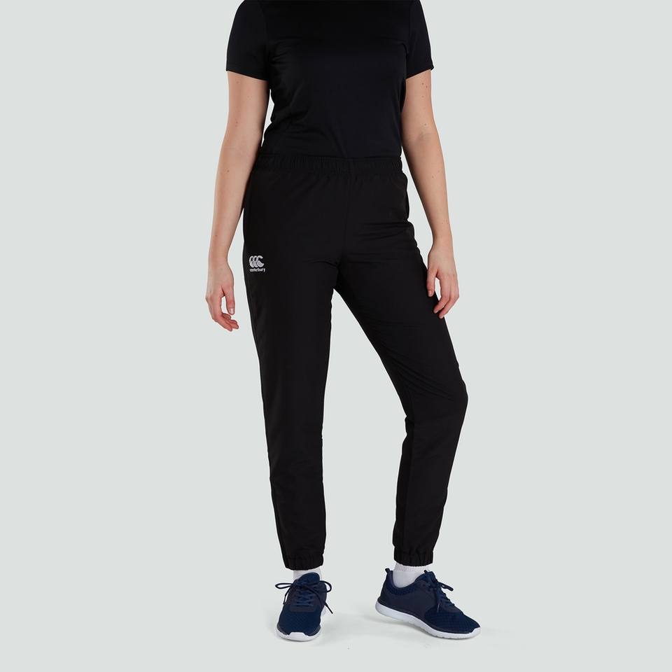 WOMENS CLUB PLAIN CUFFED TRACKPANT BLACK