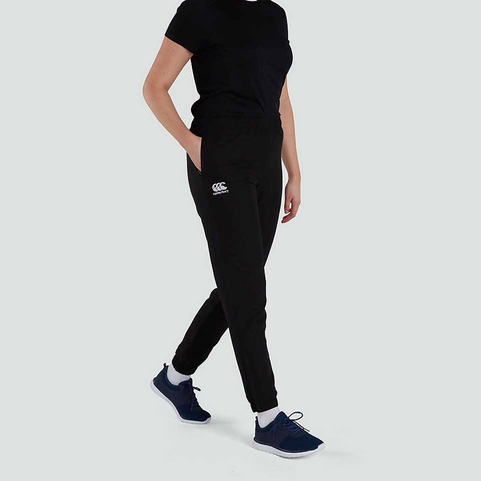 WOMENS CLUB PLAIN TAPERED CUFF TRACK PANTS BLACK