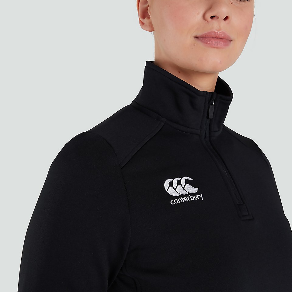 WOMENS CLUB 1/4 ZIP MID LAYER TRAINING TOP BLACK