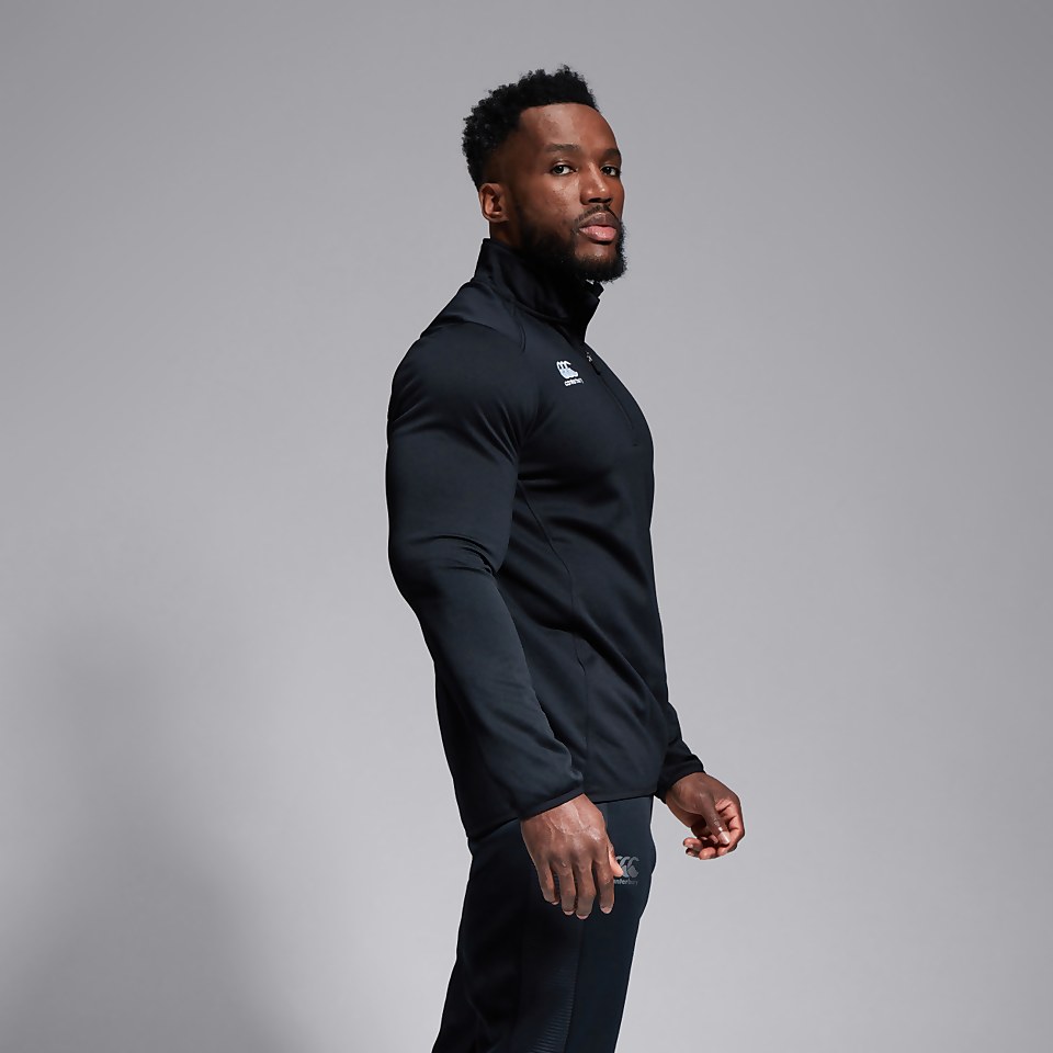 MENS CLUB 1/4 ZIP MID LAYER TRAINING TOP BLACK