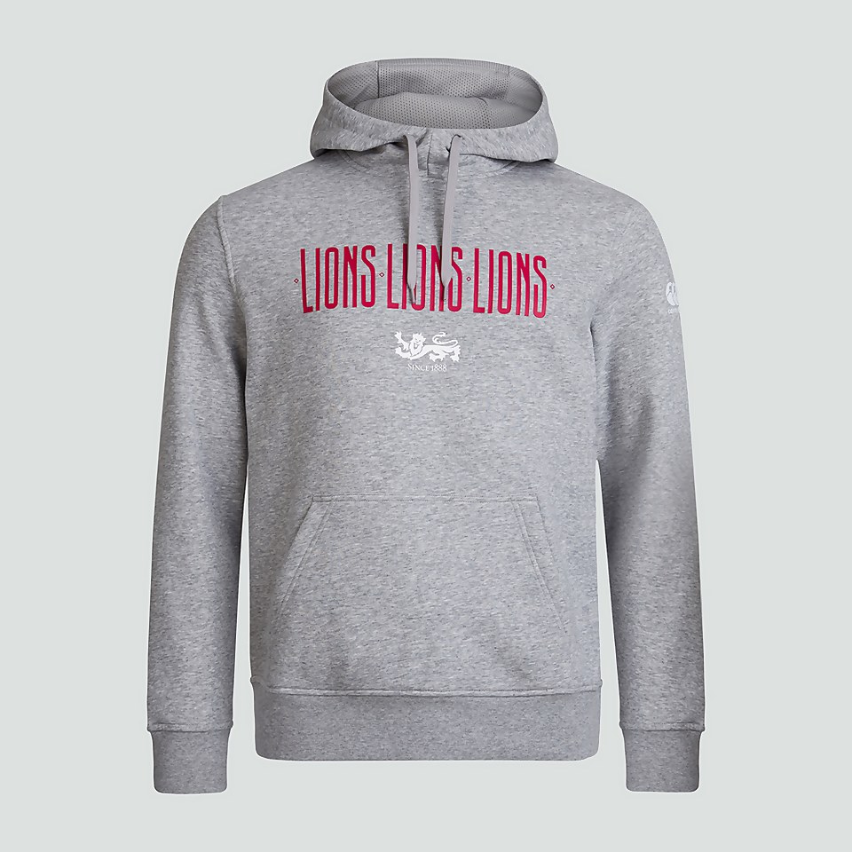 MENS BRITISH & IRISH LIONS GRAPHIC HOODY GREY