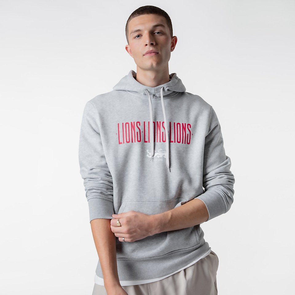 MENS BRITISH & IRISH LIONS GRAPHIC HOODY GREY
