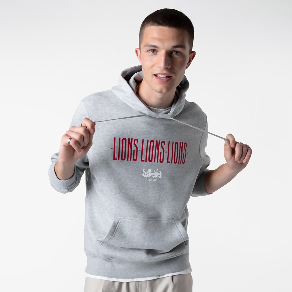 MENS BRITISH & IRISH LIONS GRAPHIC HOODY GREY