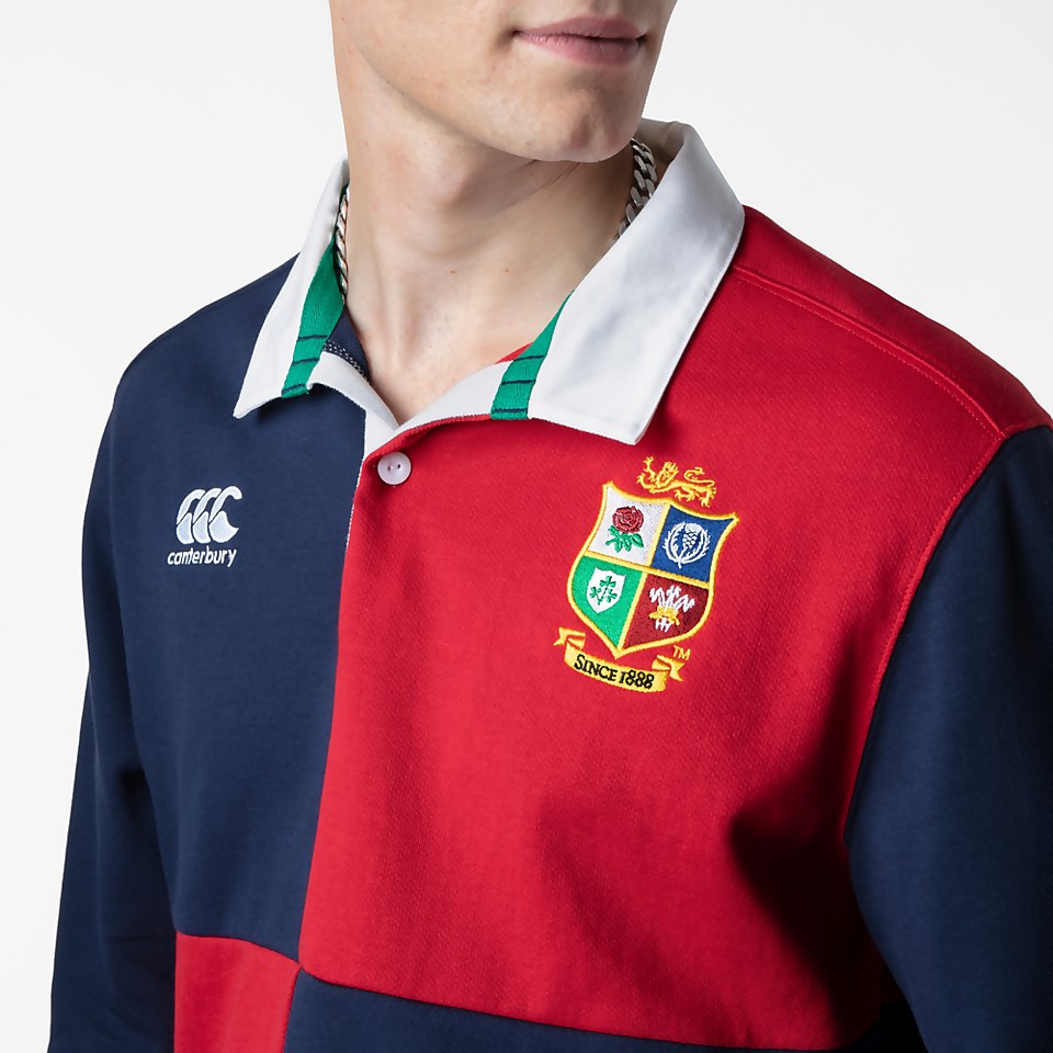 MENS BRITISH & IRISH LIONS HARLEQUIN LONG SLEEVED COTTON JERSEY BLUE