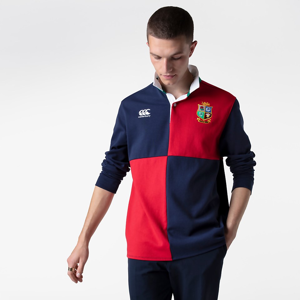 MENS BRITISH & IRISH LIONS HARLEQUIN LONG SLEEVED COTTON JERSEY BLUE