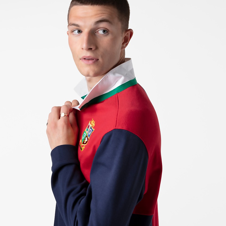 MENS BRITISH & IRISH LIONS HARLEQUIN LONG SLEEVED COTTON JERSEY BLUE