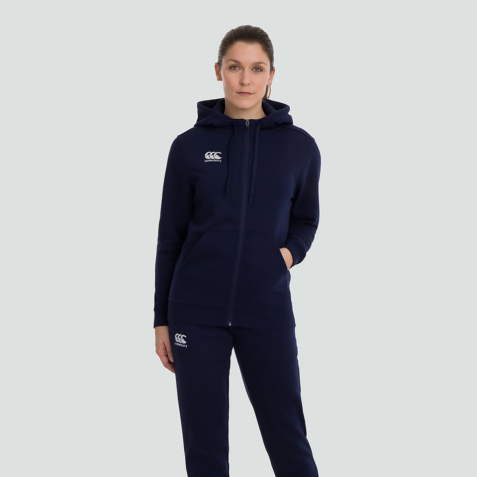 WOMENS ZIP THRU FLEECE HOODY NAVY
