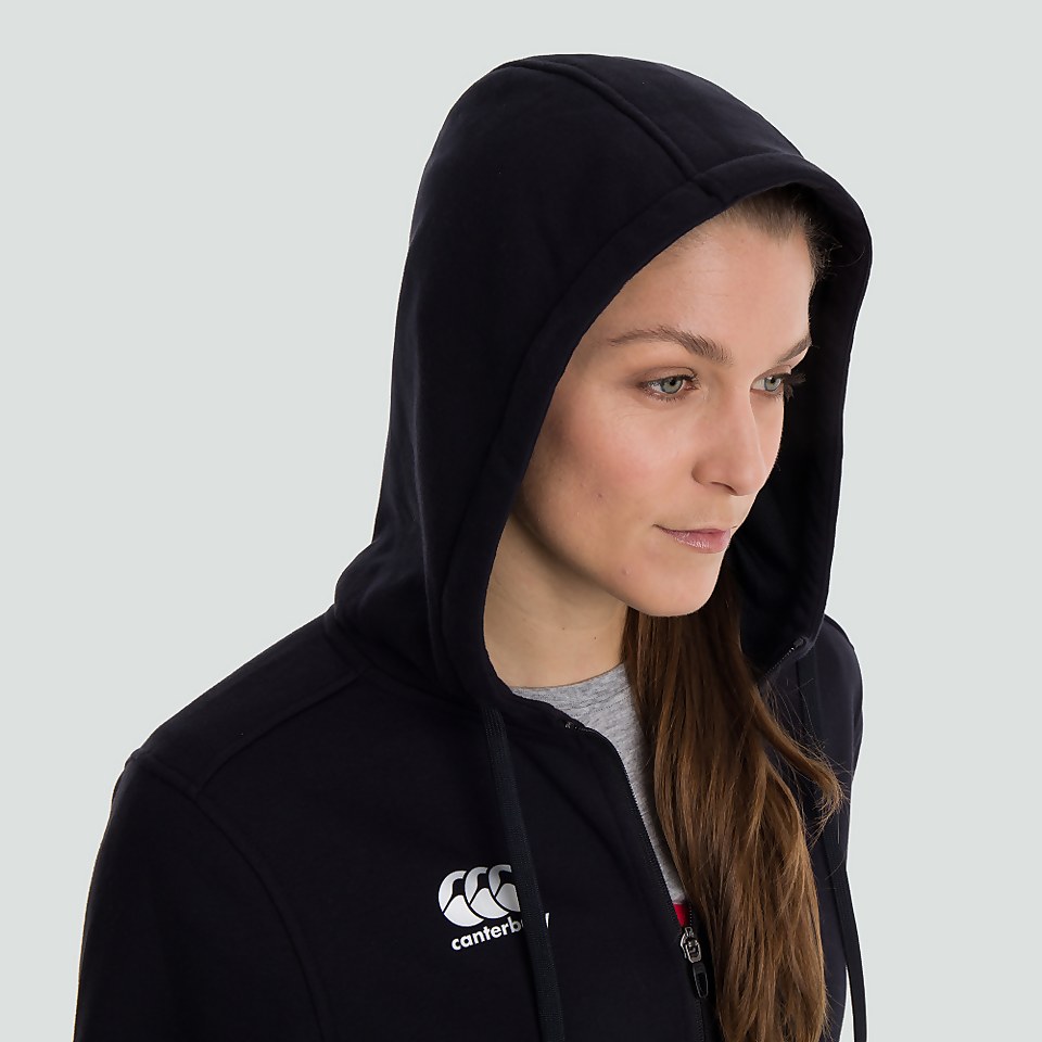 WOMENS ZIP THRU FLEECE HOODY BLACK