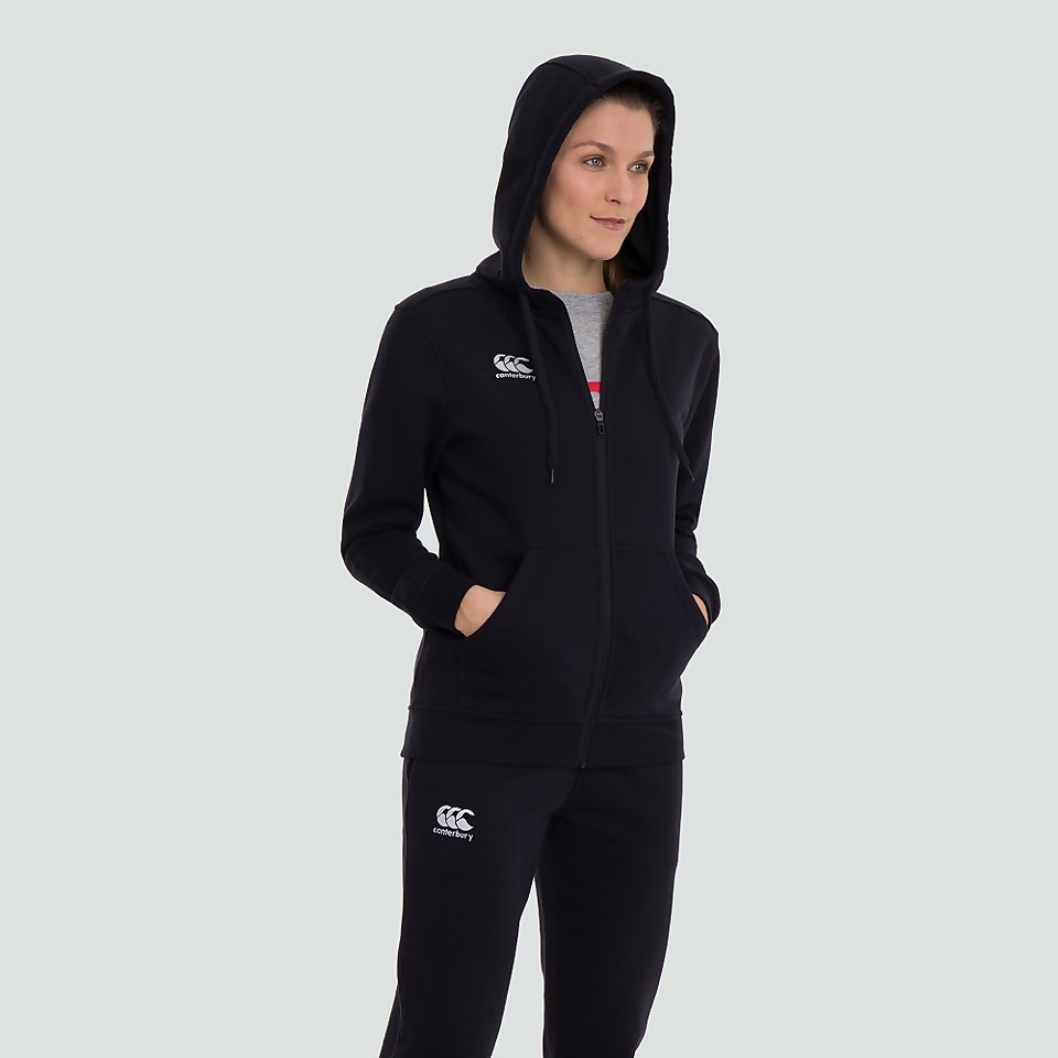 WOMENS ZIP THRU FLEECE HOODY BLACK