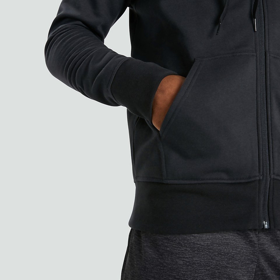 MENS ZIP THRU FLEECE HOODY BLUE