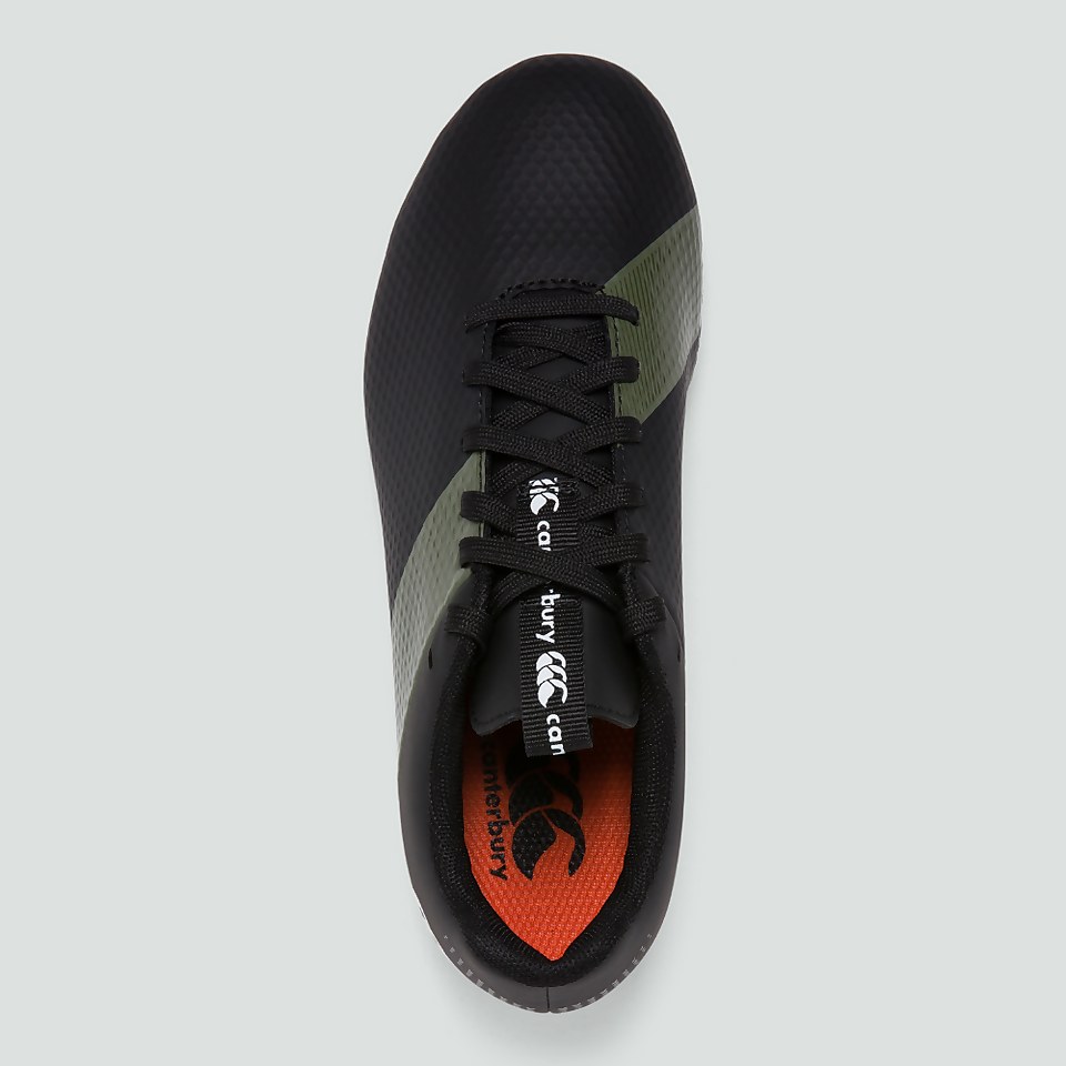 JUNIOR UNISEX PHOENIX 3.0 PLUS FIRM GROUND BOOT BLACK/GREEN