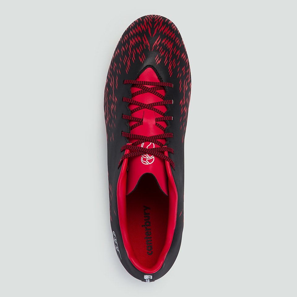 ADULT SPEED 2.0 FIRM GROUND BOOT BLACK/FLAG RED