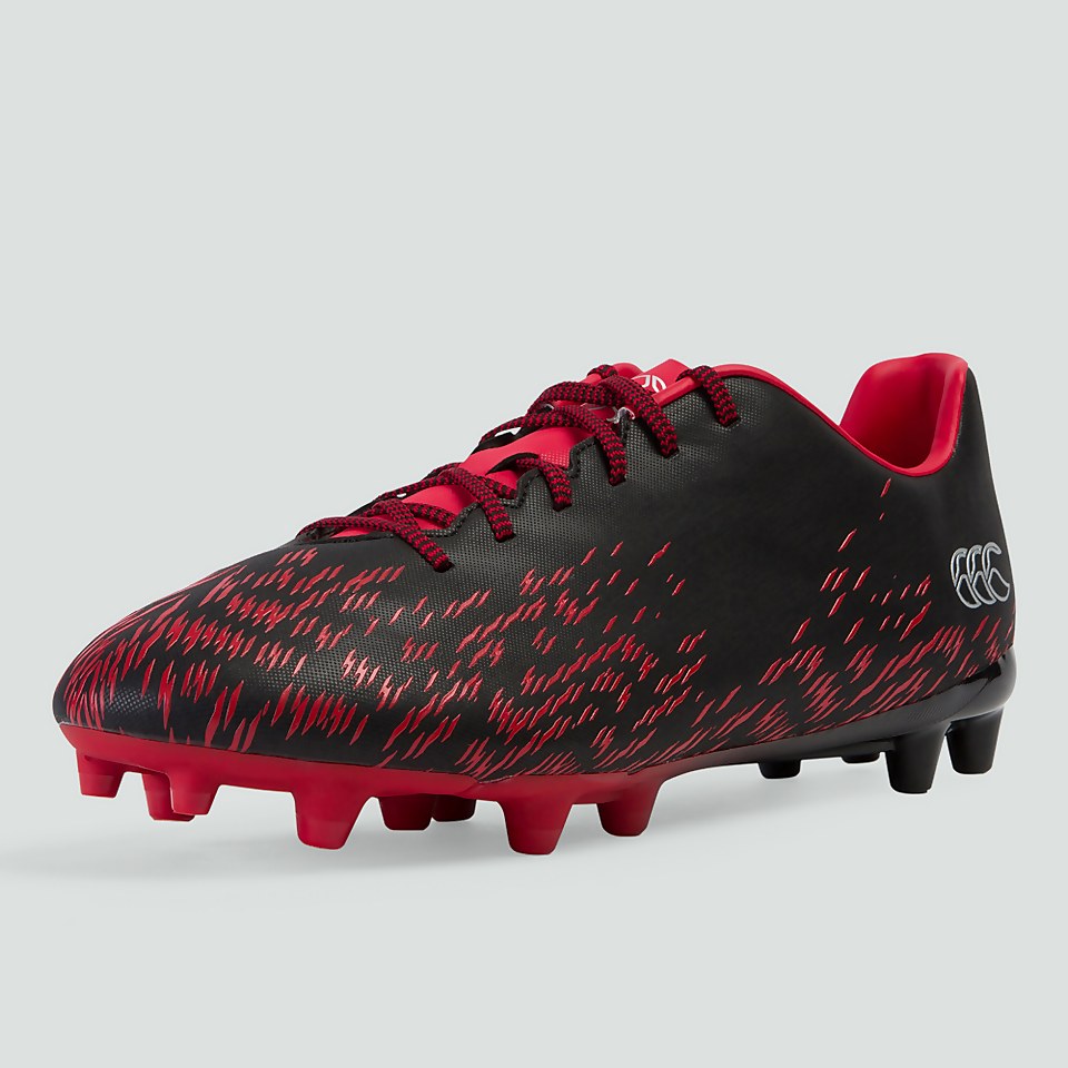 ADULT SPEED 2.0 FIRM GROUND BOOT BLACK/FLAG RED