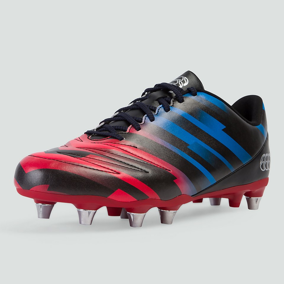 ADULT STAMPEDE 2.0 SOFT GROUND BOOT BLACK/RED/BLUE