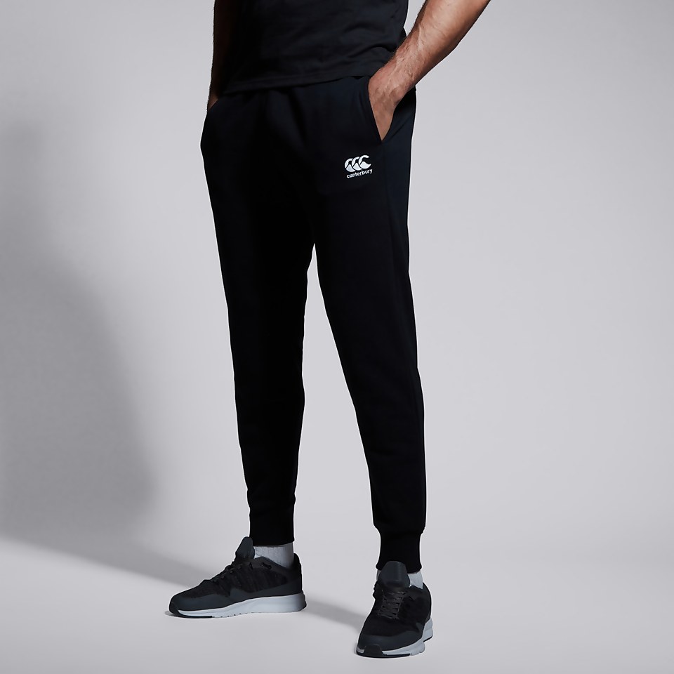 MENS TAPERED FLEECE CUFFPANT BLACK
