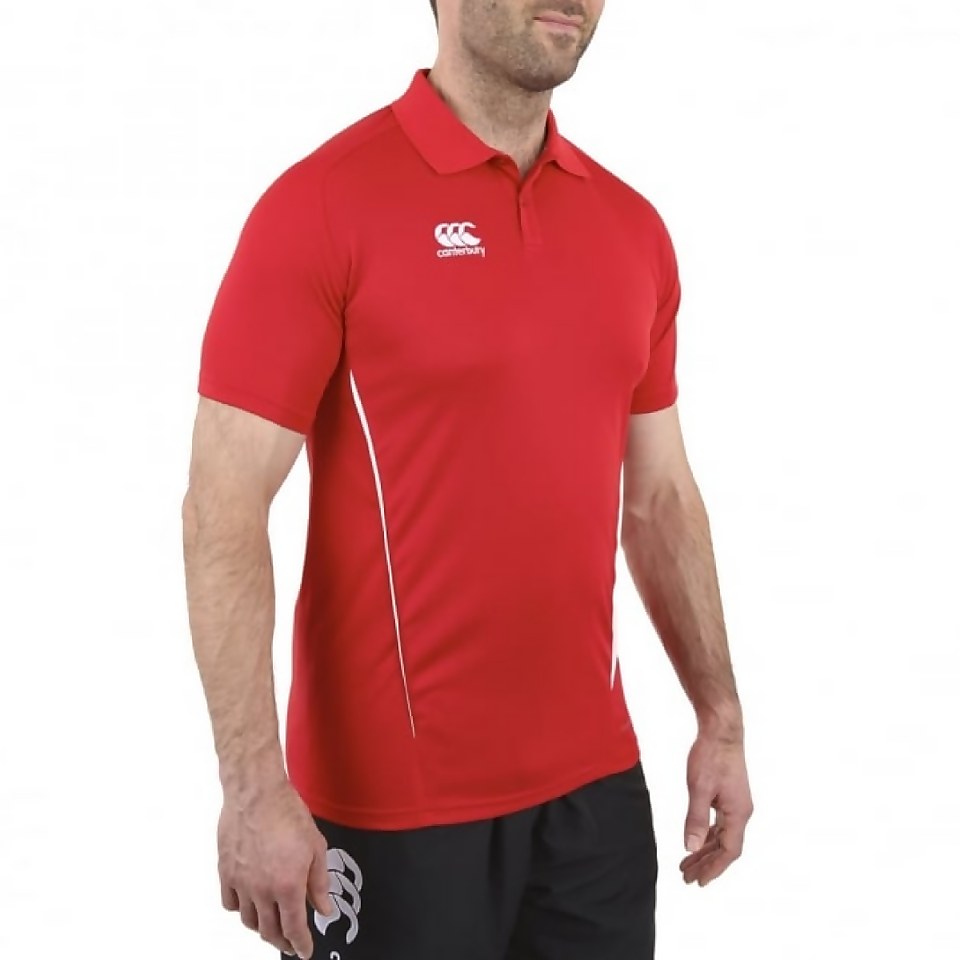 MENS TEAM DRY POLO SHIRT RED/WHITE