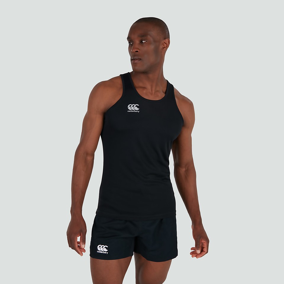 MENS CORE VAPODRI POLY SINGLET BLACK