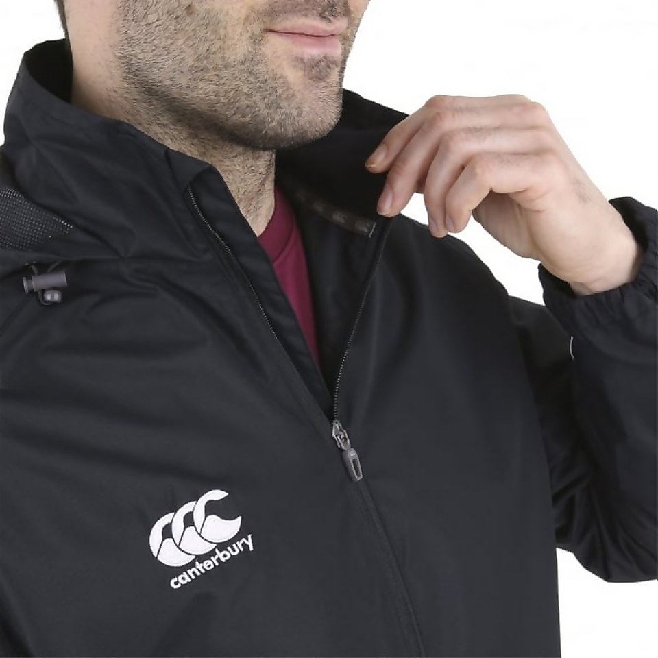 CANTERBURY TEAM FULL ZIP RAIN JACKET BLACK/WHITE