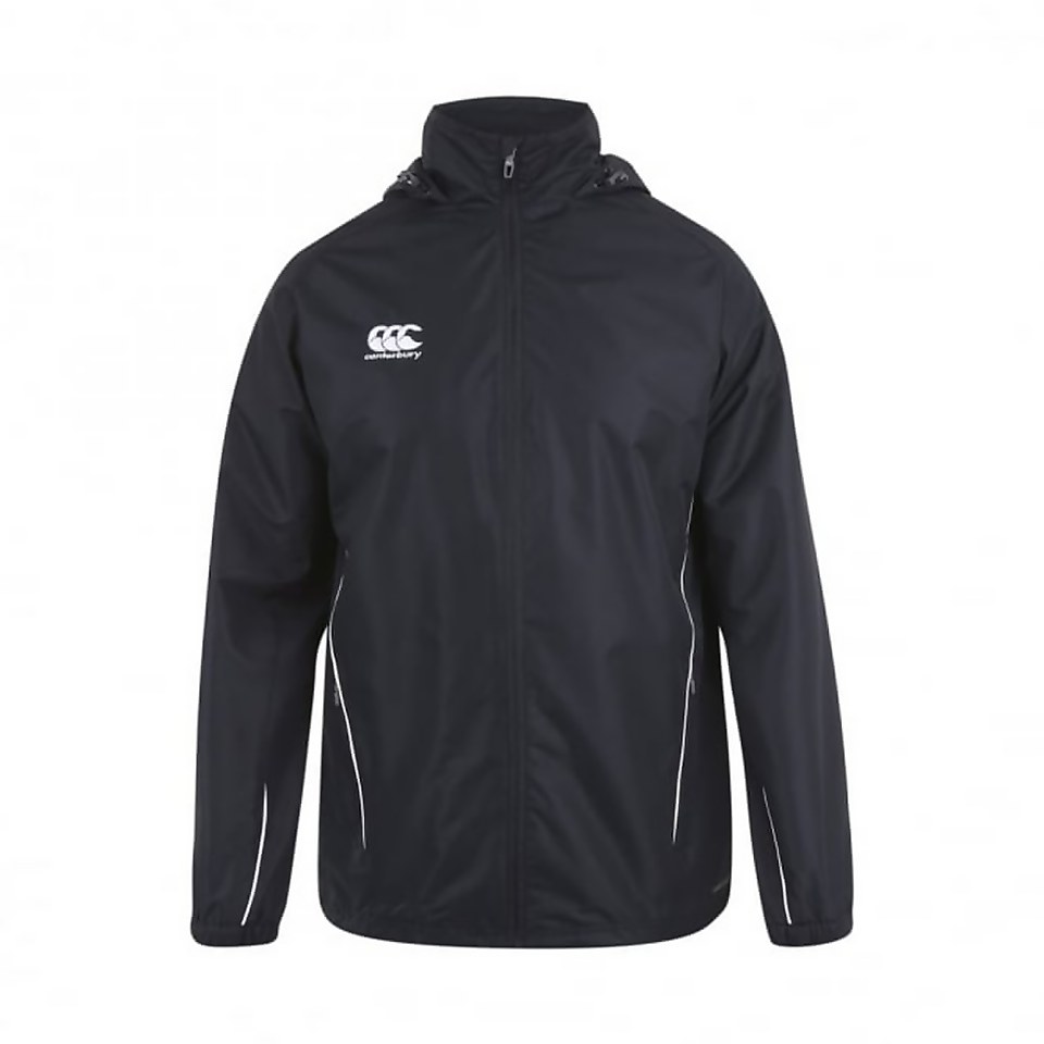 CANTERBURY TEAM FULL ZIP RAIN JACKET BLACK/WHITE