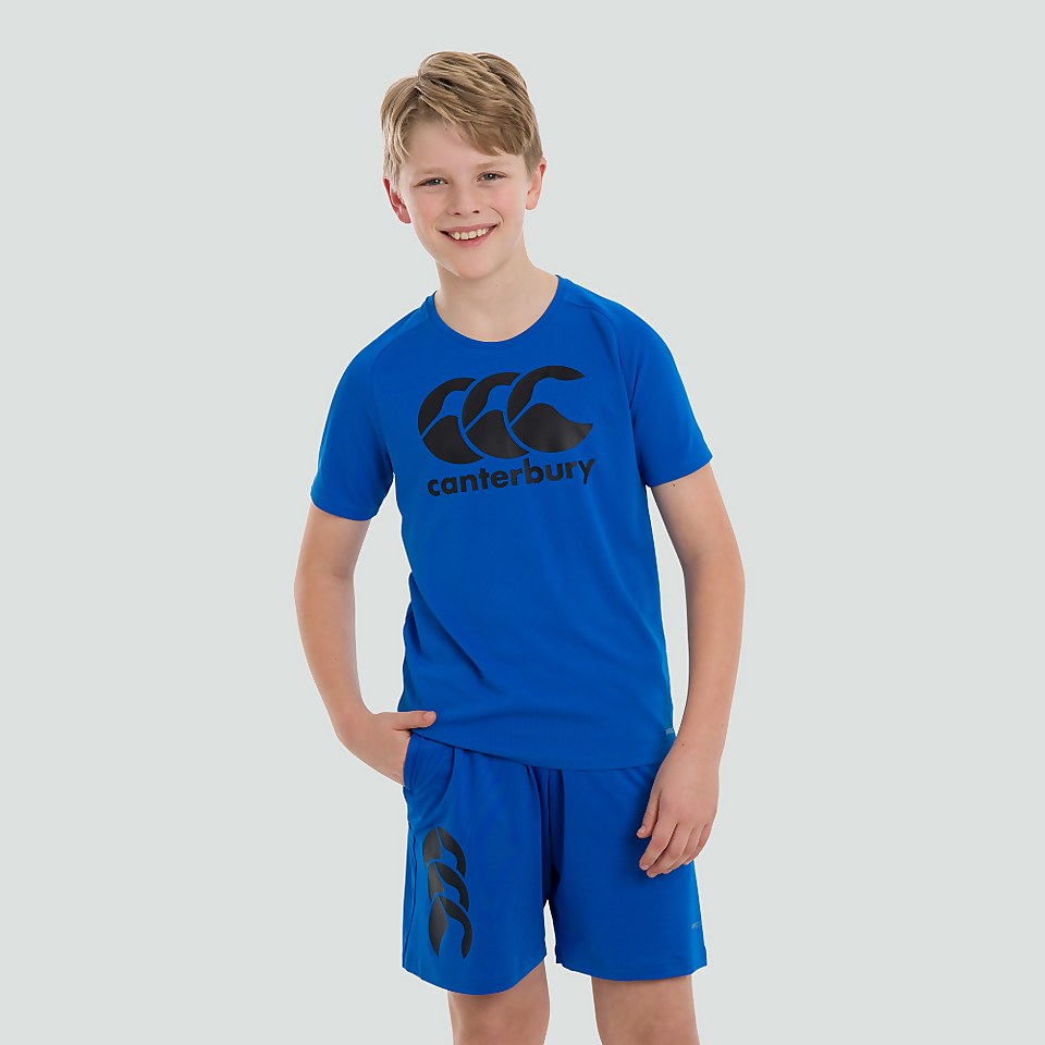 JUNIOR UNISEX VAPODRI POLY LARGE LOGO TEE BLUE