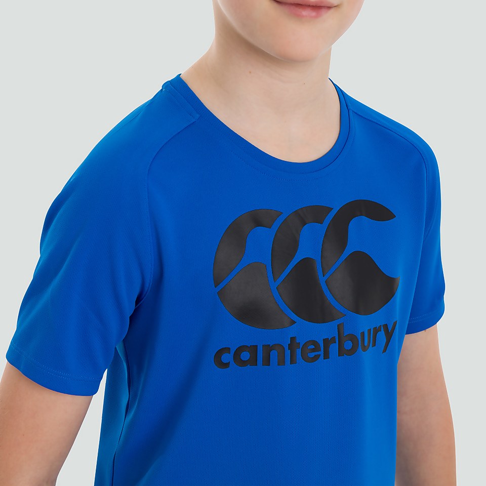 JUNIOR UNISEX VAPODRI POLY LARGE LOGO TEE BLUE