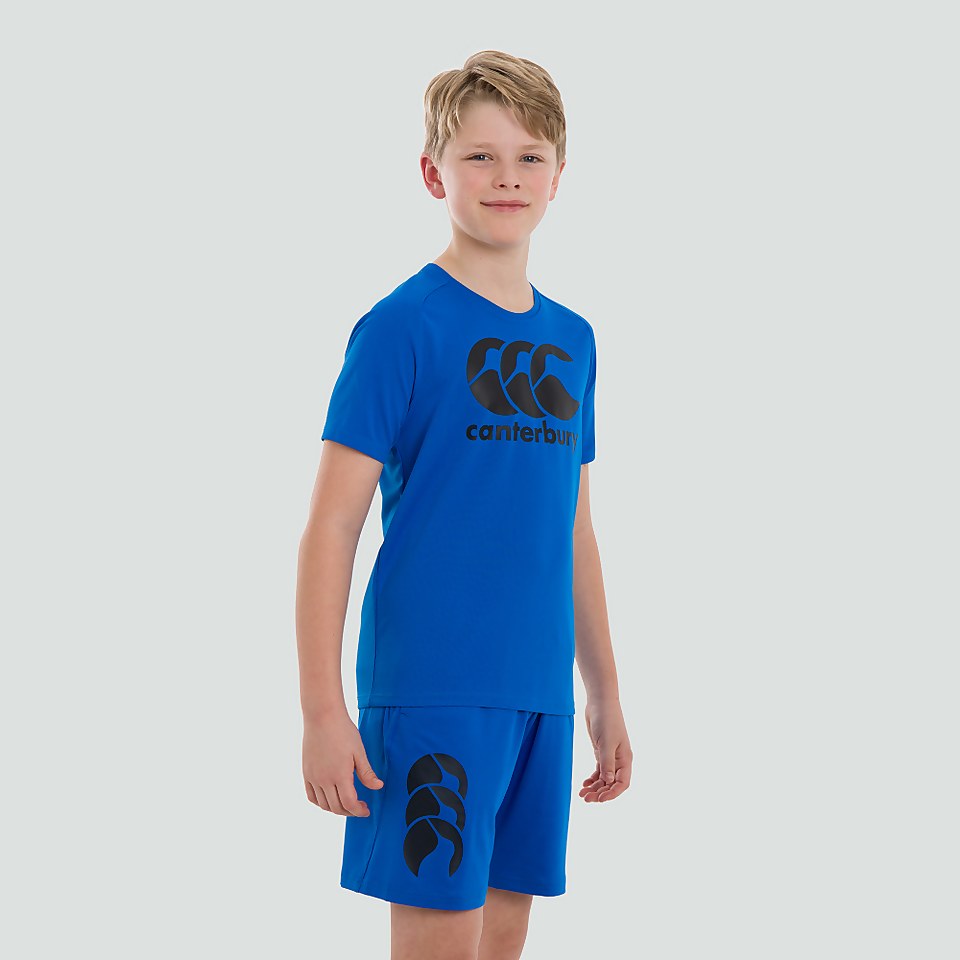 JUNIOR UNISEX VAPODRI POLY LARGE LOGO TEE BLUE
