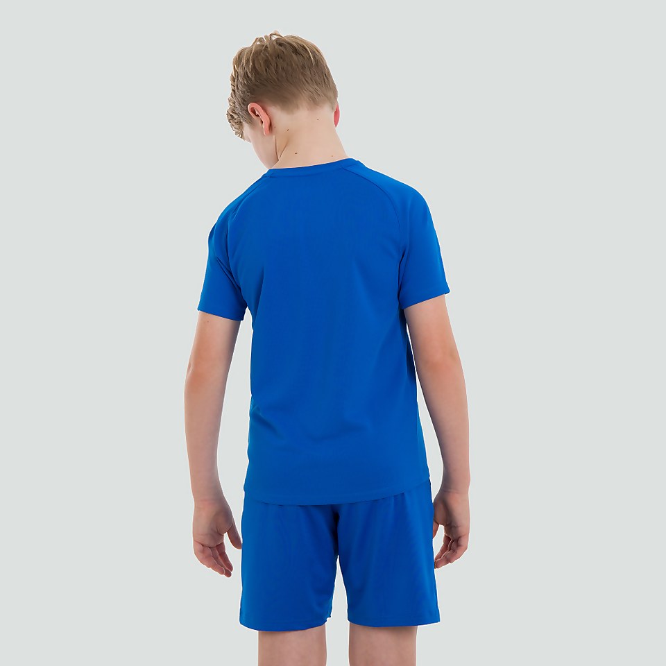 JUNIOR UNISEX VAPODRI POLY LARGE LOGO TEE BLUE