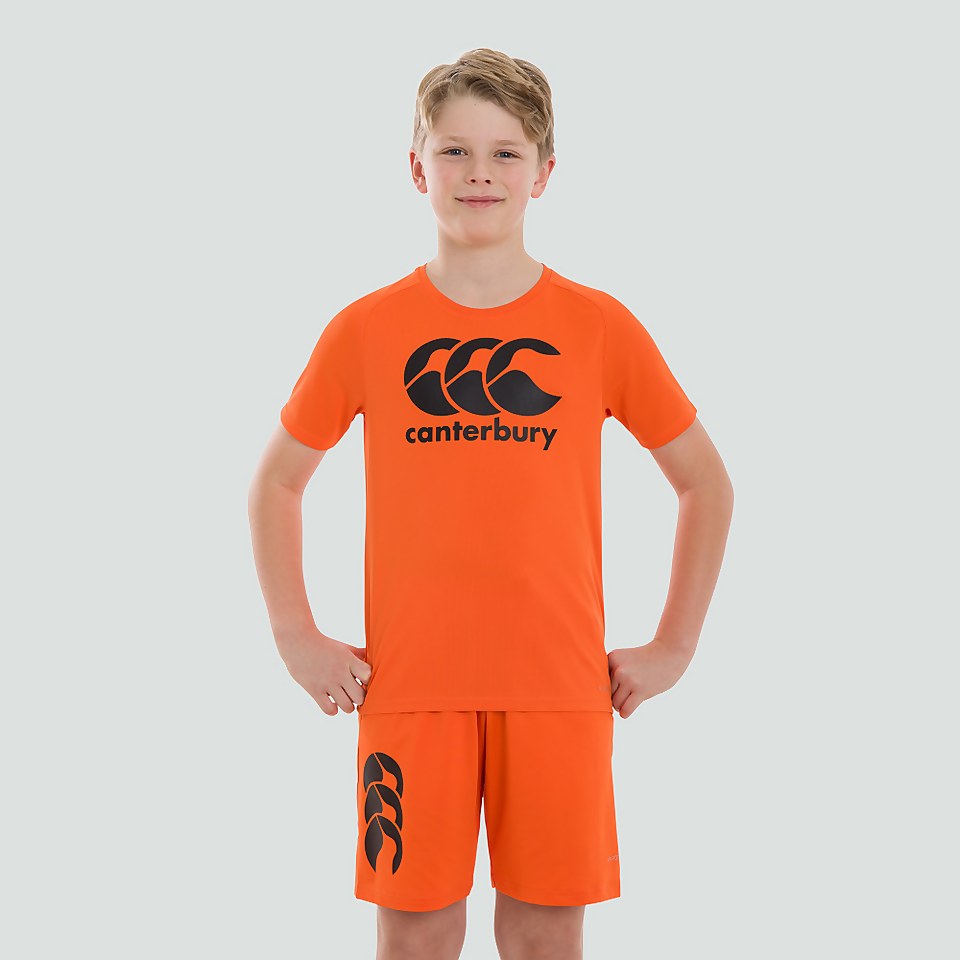 JUNIOR UNISEX VAPODRI POLY LARGE LOGO TEE ORANGE