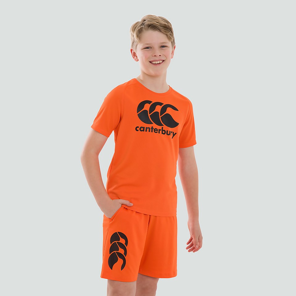 JUNIOR UNISEX VAPODRI POLY LARGE LOGO TEE ORANGE