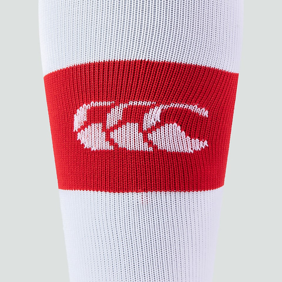 ADULT UNISEX HOOPED PLAYING SOCKS RED/WHITE