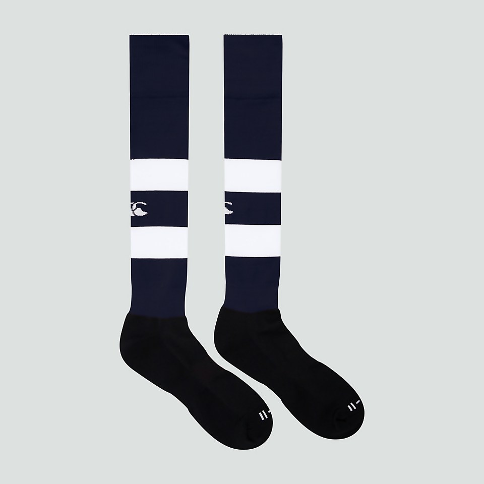 ADULT UNISEX HOOPED PLAYING SOCKS NAVY/WHITE