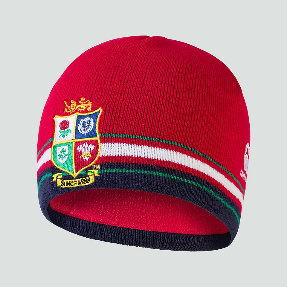 ADULT UNISEX BRITISH & IRISH LIONS ACRYLIC FLEECE BEANIE RED
