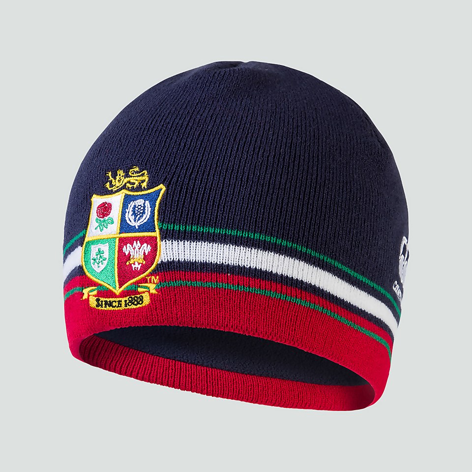 ADULT UNISEX BRITISH & IRISH LIONS ACRYLIC FLEECE BEANIE BLUE