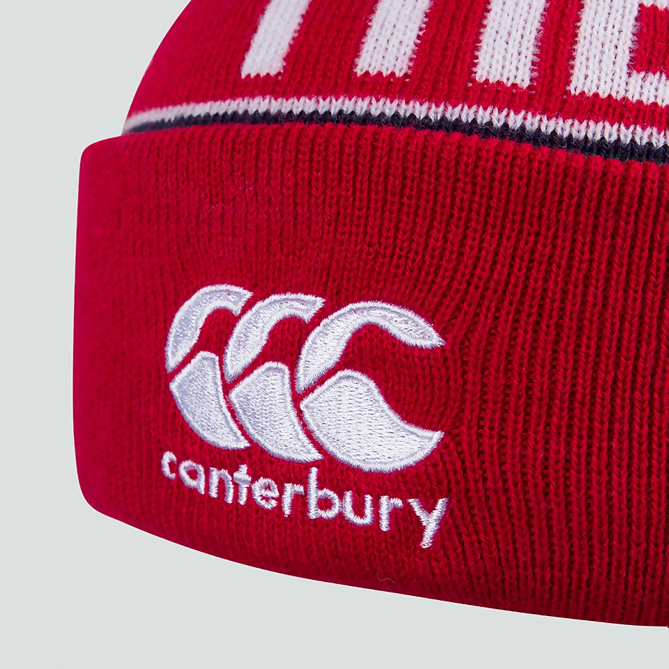 ADULT UNISEX BRITISH & IRISH LIONS FLEECE LINED BOBBLE HAT RED