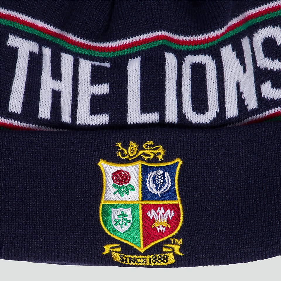 ADULT UNISEX BRITISH & IRISH LIONS FLEECE LINED BOBBLE HAT BLUE