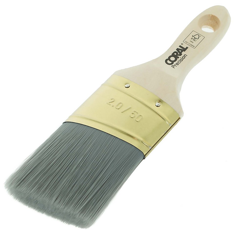 Coral Precision 2 inch Angled Oval Stubby Paint Brush for Cutting-in & Edging