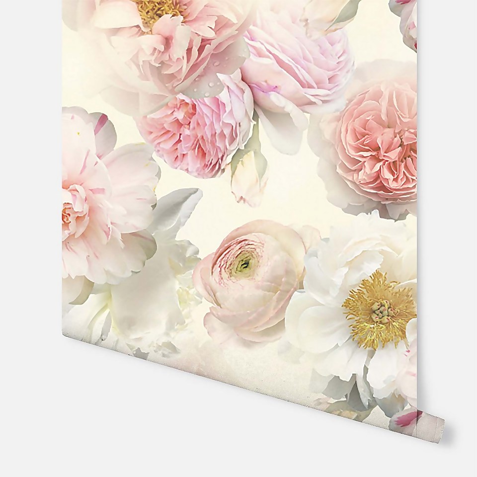 Arthouse Diamond Bloom Floral Textured Glitter Blush Pink Wallpaper A4