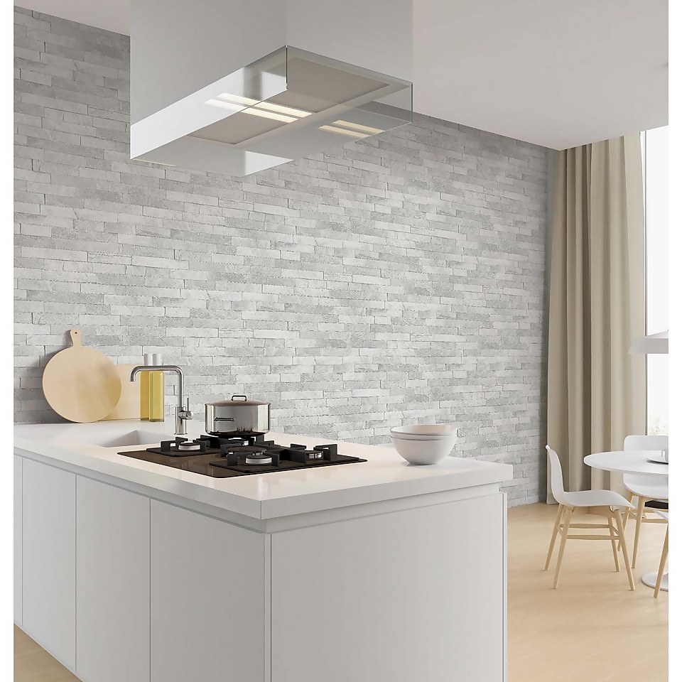 Arthouse Diamond Slate Brick Textured Glitter Dove Grey Wallpaper A4 Sample Homebase